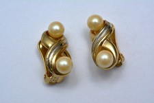 Vergoldete Ohrclips mit Perlen - Vintage - 70er/80er Jahre