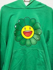 J Balvin x Murakami Kaikai Kiki Hoodie Green XL Cotton Sweatshirt JAPAN