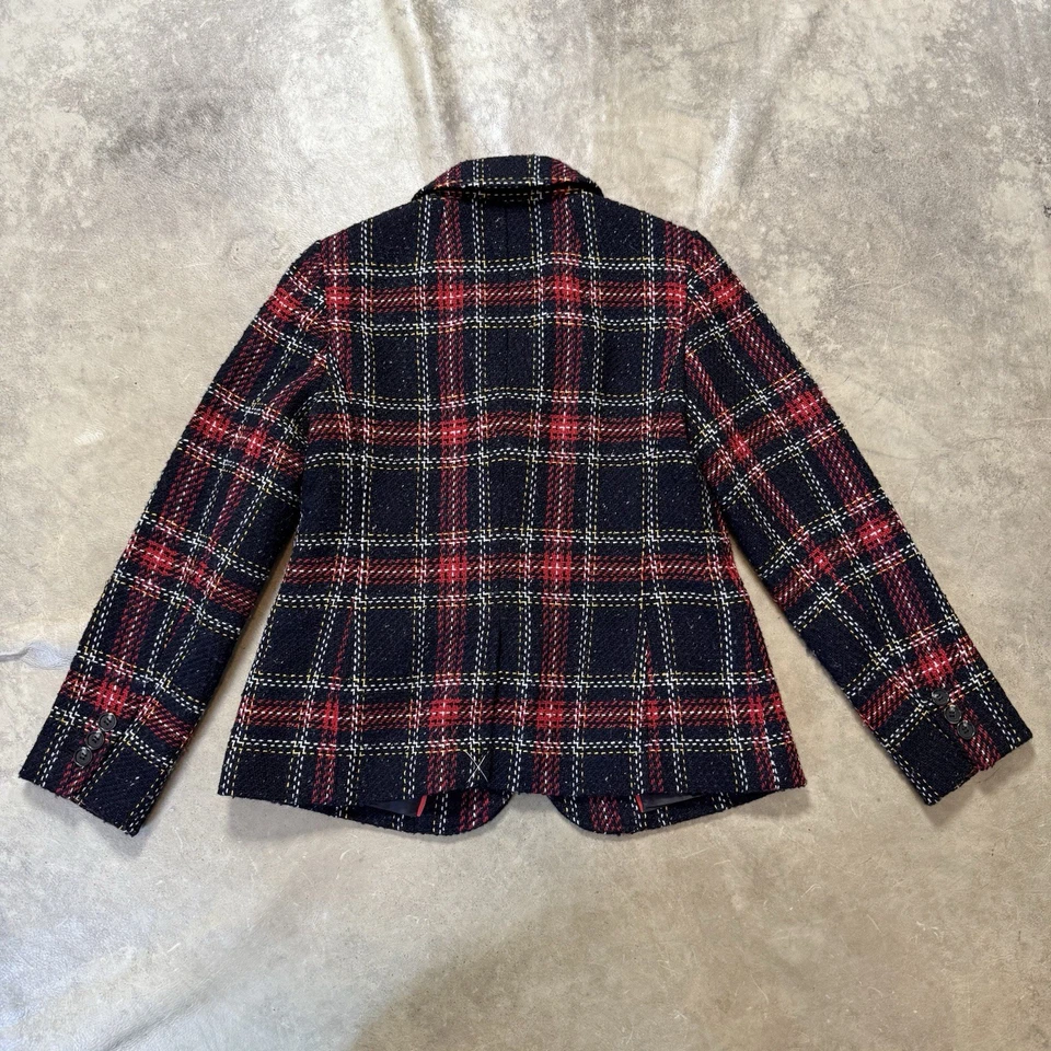 Blazer Talbots Aberdeen para mujer talla 6 rojo negro a cuadros mezcla de lana tejido de hilo Foto 2 de 4