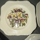 Set of 3 Johnson Bros Pansy Old Flower Prints Square Salad Plates 7 1/2" Vintage — photo 2