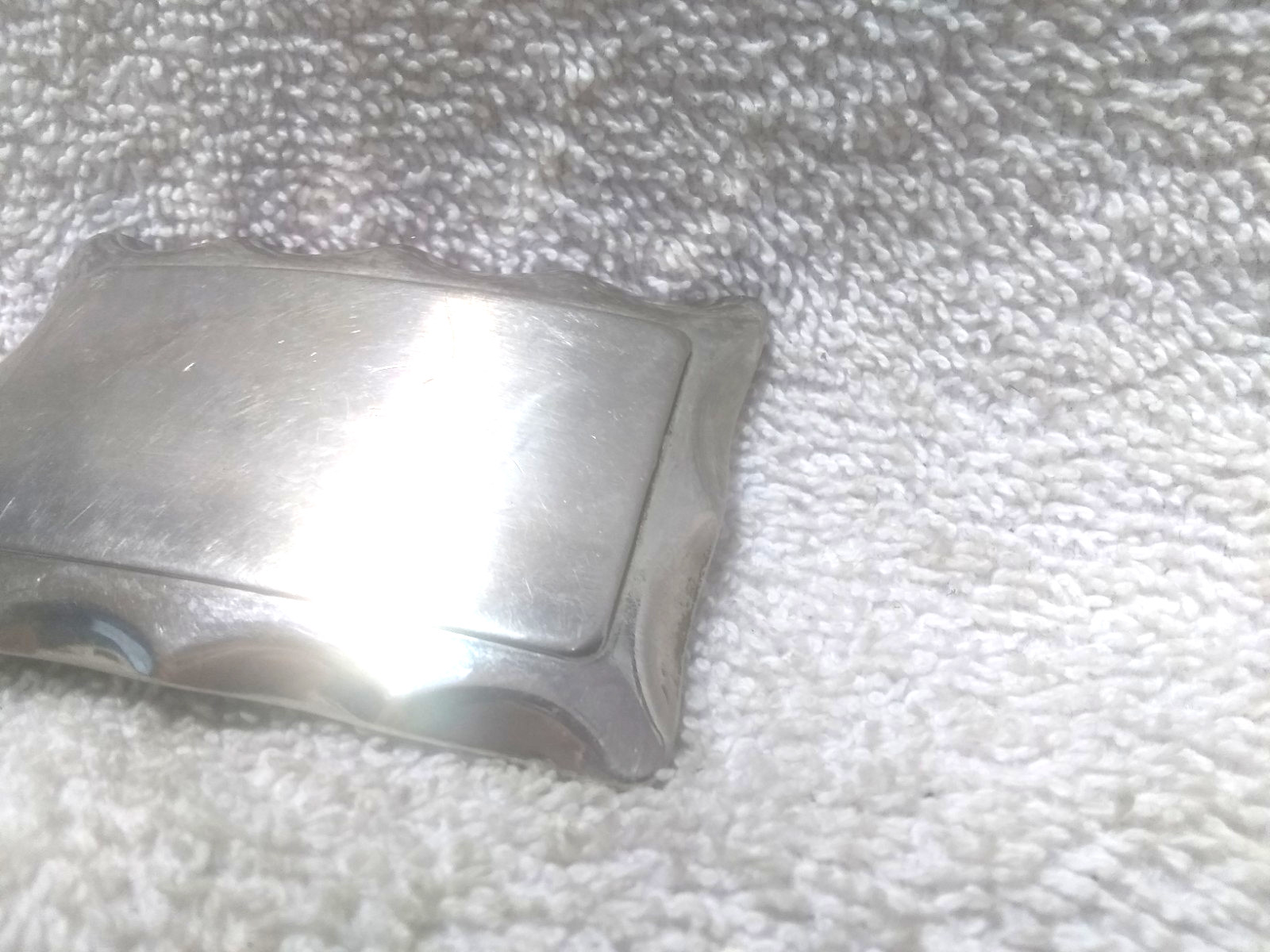 Silver Shiny Solid Beveled Edge Rectangle Belt Bu… - image 4