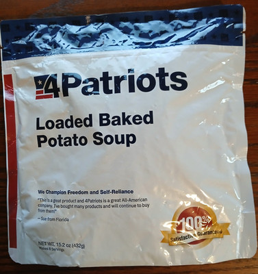 4Patriots Loaded Baked Potato Soup Survival Food Emergency Meal 8 Servings