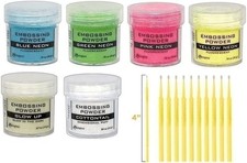 Ranger Neon Embossing Powder Bundle - 4 Fluorescent Colors, Glow Up,...