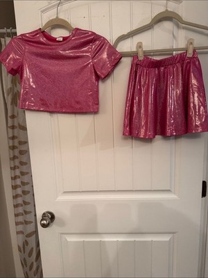 SHEIN Sparkling Hot Pink Girls Two-Piece Set