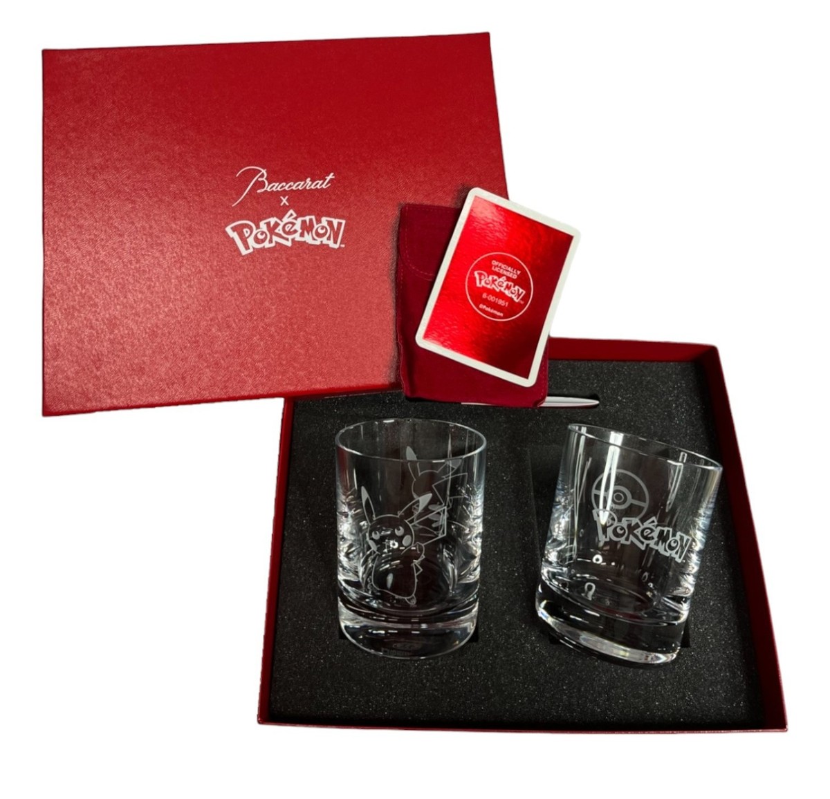 Baccarat 2815138 Pikachu Poke Ball Tumblers Crystal Engraved Glass