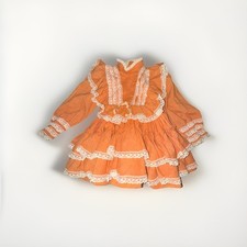 Martha  s Miniature Vintage 80s Orange Ruffle Dress Girls Sz 4 Lace We  re Fussy
