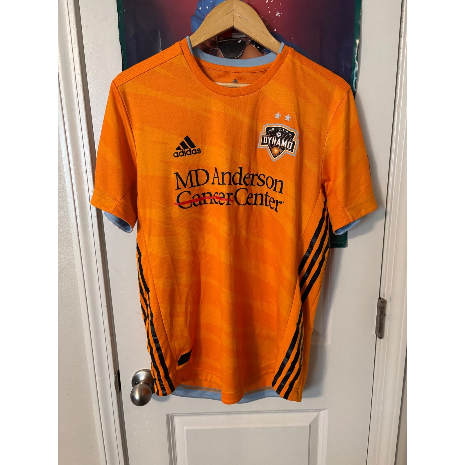 Adidas Houston Dynamo MLS Soccer Jersey Mens Medium Orange MD Anderson Climacool