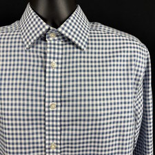 Charles Tyrwhitt Dress Shirt Men's 16-33 Slim Fit Blue White Check Gingham