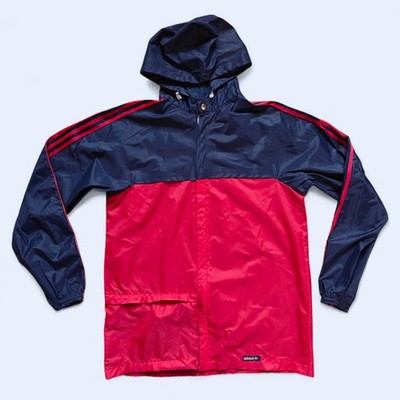 Adidas Ventex Windbreaker Nylon Jacke 80er Vintage Größe Small Blau Rot