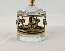 Vintage Crystal Carousel Merry Go Round Miniature Figurine 1” Gold Tone