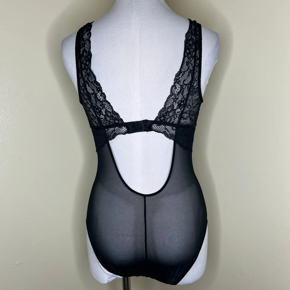 Gilligan & O'Malley Body Grande Encaje Lencería Sumergir Sexy Negro Transparente Nuevo Foto 3 de 4