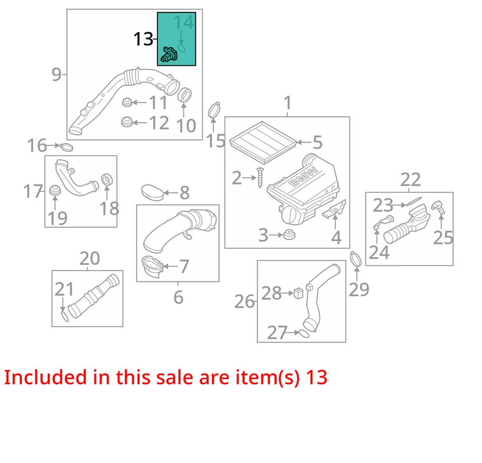 BMW X3 2012 medidor de flujo de aire másico sensor MAF OEM 134 k millas - LKQ422665898 Foto 4 de 4