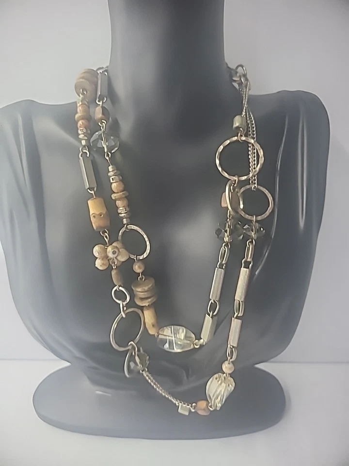 Collar Loft Vintage Cadena Con Cuentas Madera Mujer Distintivo Joyería Disfraz Foto 4 de 4