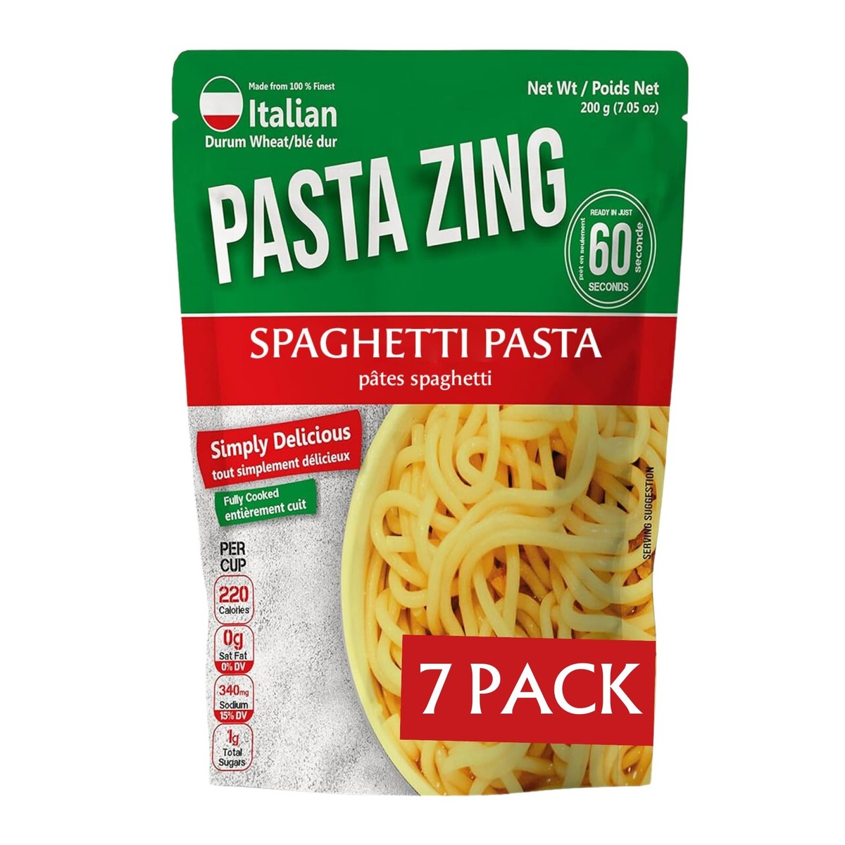 Pasta Zing Mircrowavable Spaghetti Pasta Pack of 7 7.05 Ounce
