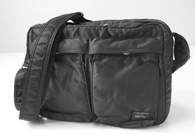 PORTER TANKER Shoulder Bag Full Open Two Layer Nylon Twill Black Japan