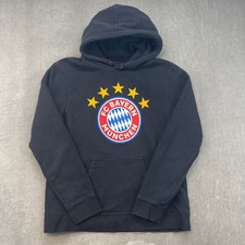 Bayern Munchen FC Fanáticos Hombres Grande Pesado Negro Sudadera con Capucha Fútbol Pullover 5 Estrellas