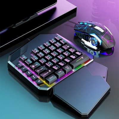 Programmable Key Gaming Keyboards Single Hand USB Cord RGBs Lights Wrist Rest