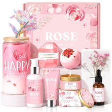 Birthday Gifts for Women, Rose Relaxing Spa Gift Basket Women 