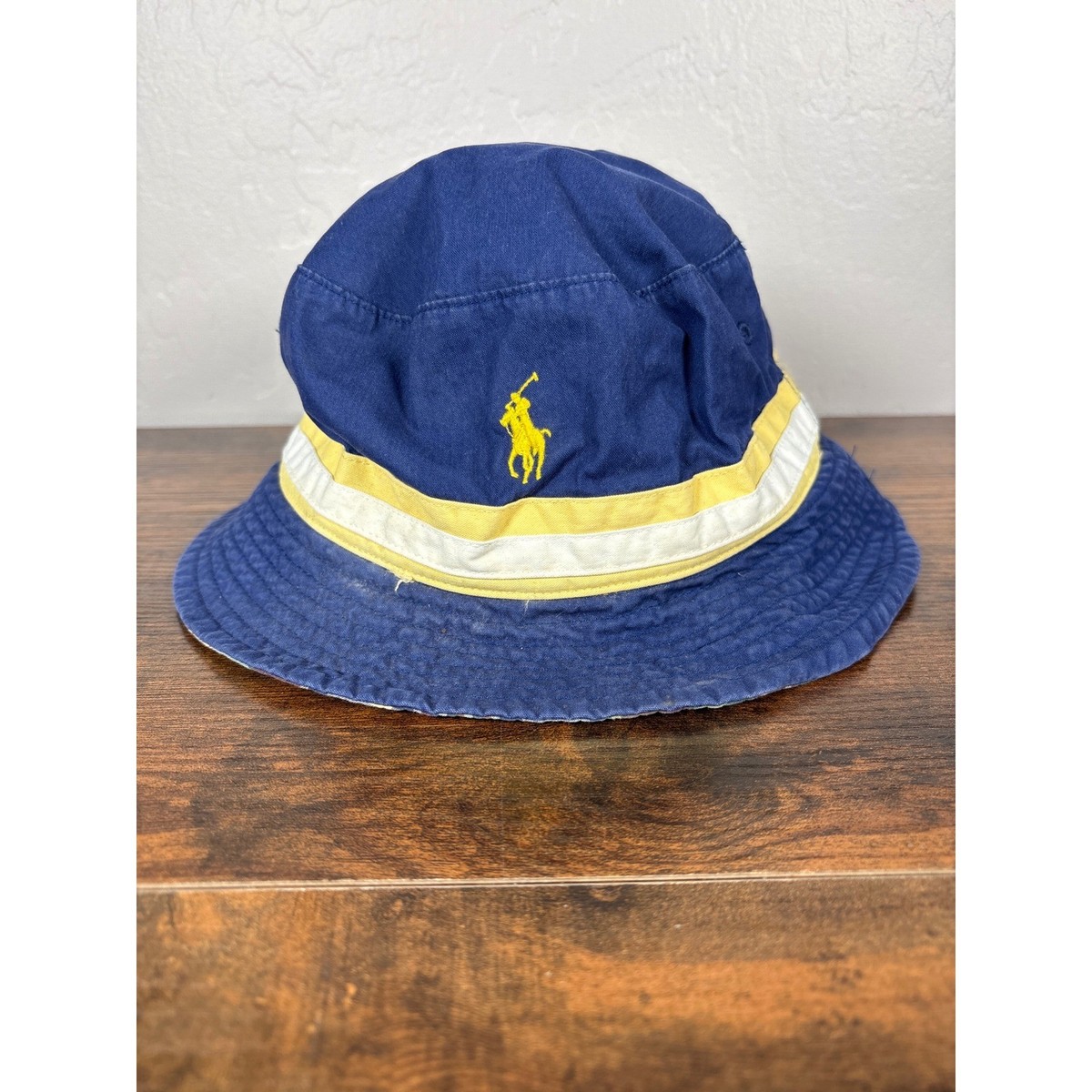 山様オーダーRalph Lauren XLチャコール×LイエローMブルー Polo Ralph Lauren Reversible Bucket Hat Navy Blue Yellow Stripe