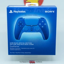 Sony PS5 DualSense Controller Icon Blue Special Edition + Stick Grips Bundle USA