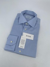 Eton Dress Shirt Mens L 16 - 41 Blue Textured Slim Fit Formal Business Button Up