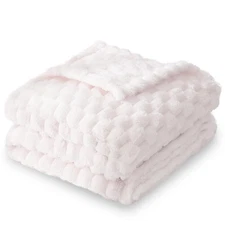 HOMRITAR Flannel Fleece Fluffy Fuzzy Blanket for Baby 3D Jacquard Soft Warm