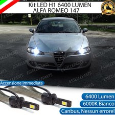 KIT LED H1 ALFA ROMEO 147 RESTYLING 6000K XENON NO AVARIA ABBAGLIANTI 6400 LUMEN