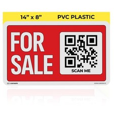 14 8 For Sale Car Sign 1-Pack - QR-Only  Weatherproof  PVC Plastic  QR