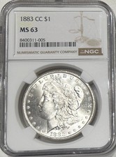 1883-CC $1 MS63 NGC Morgan Silver Dollar, Bright White!