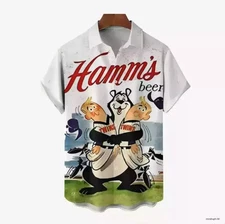 Sale!!! Hamms Beer Tropical Summer Beach Hawaiian Shirt Size S-5XL