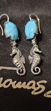Thomas Sabo Ohrringe mit türkisfarbenen Stein und Seepferdchen. Rar
