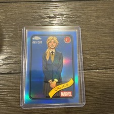 2025 Topps Chrome Marvel #67 Calico First Appearance True Blue Refractor /299