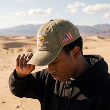 USA 250th Anniversary Printed Eagle Baseball Cap 1776-2026 Olive Green Hat
