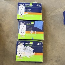 LOT OF 3 LEVITON 4PKS GFNT1-4W 15A GFCI WHITE these are not tamper resistant 