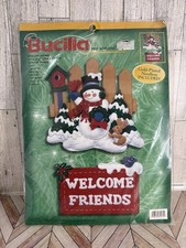 Bucilla Welcome Friends Felt Applique door wall hanging Christmas Snowman