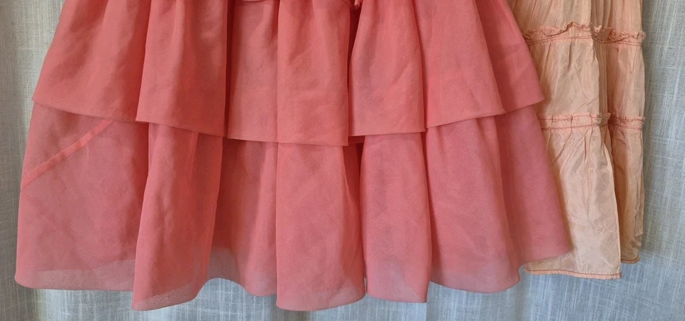 VTG 1960's Girls Dress w/Slip Salmon Layers & Lace  Homemade By My Mom Easter - Image 4 of 4