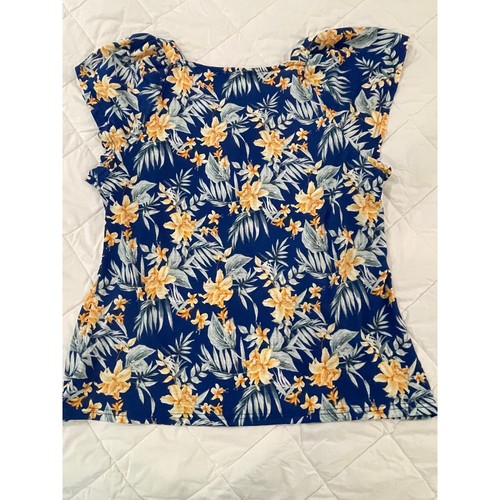 00119 - All in Love Bluse Damen M blau Blumen Knopf Rüschenärmel Cottagecore - Bild 6 von 9