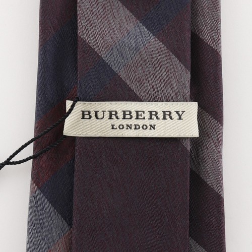 BURBERRY check tie wine-red silk mens - Picture 6 of 7