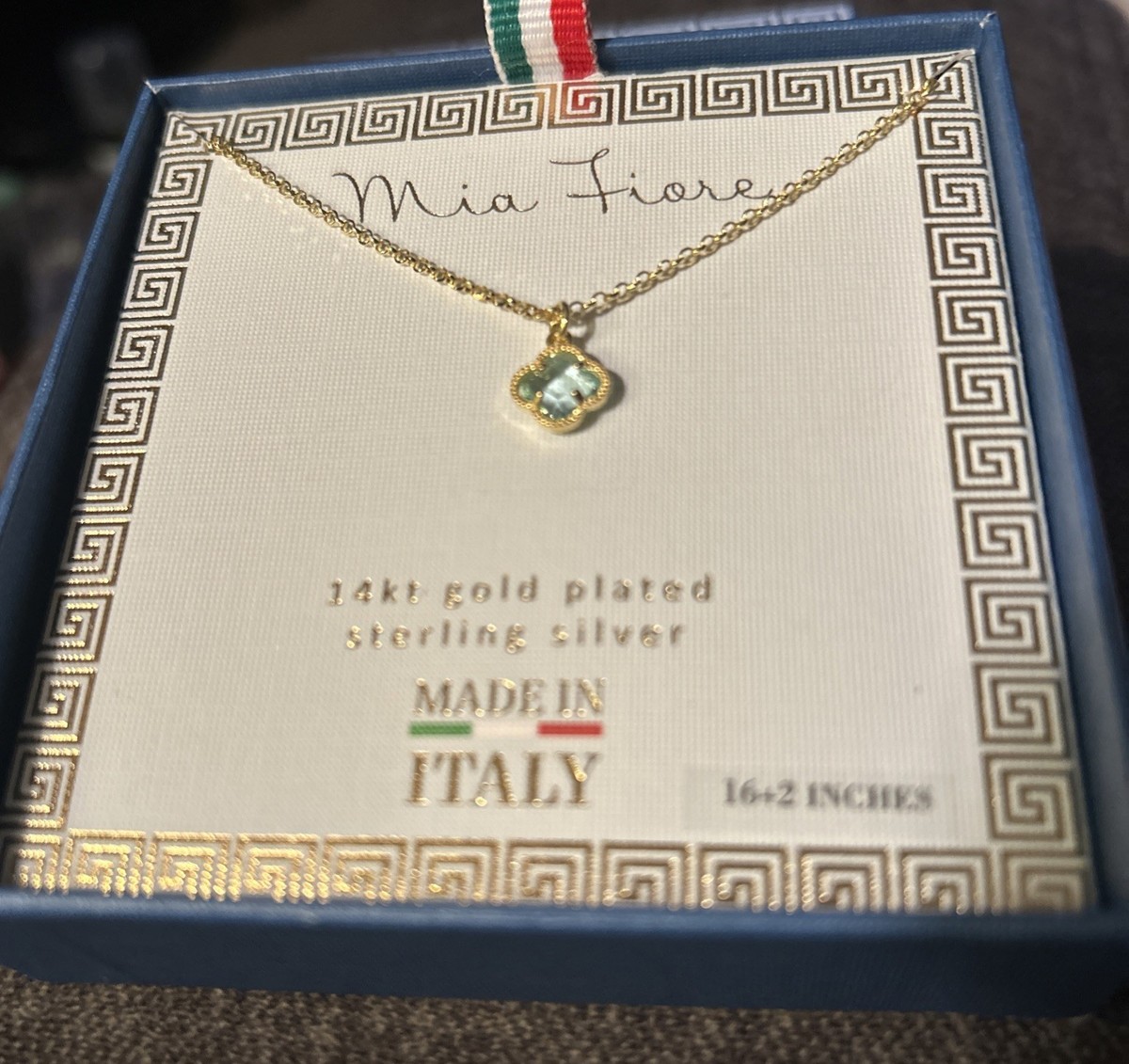 Mia Fiore ITALY 14KT Gold Plated .925 SS Blue Clover Crystal