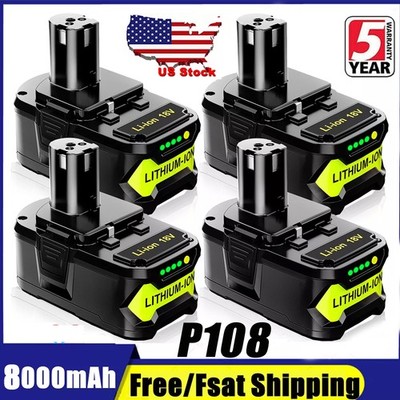 For RYOBI P108 18V One Plus High Capacity Battery 8000mAh Lithium-Ion NEW