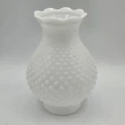 Vintage Scalloped Milk Glass Hobnail Hurricane Lamp Chimney Shade For 3" Fitter