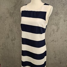 Banana Republic Womens Navy Blue White Striped Sleeveless Shift Dress Size 4
