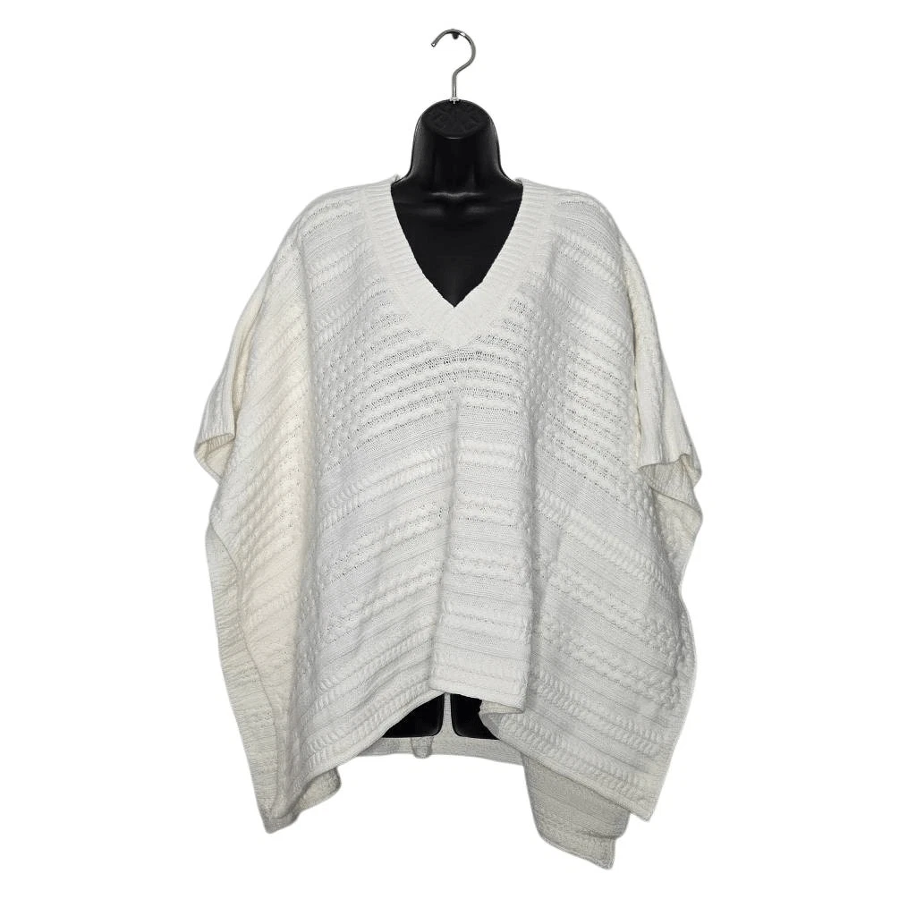 Cabi Winter Poncho One Size Cable Knit Ivory Cotton Blend