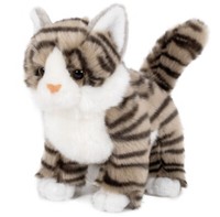 Katze Grau Getigert Stehend PlüSchtier Stofftier Kuscheltier PlüSch H=21Cm Neu