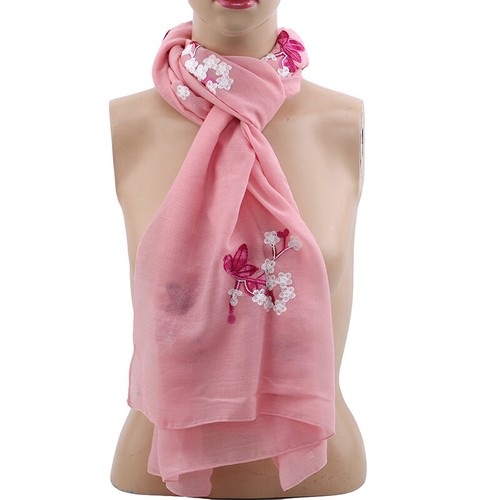 Weiches Damen Tuch Schal Blumenmuster Herbst Baumwolle Freizeit Strand bestickt - Bild 11 von 17