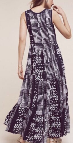 Maxi Vestido Anthropologie Holding Horses Ismene en Niveles S Azul Marino Retazos - Imagen 2 de 12