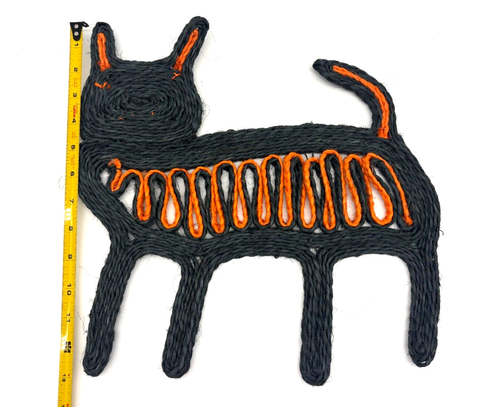 Macramé espeluznante de Halloween vintage/con cordón gato negro artesanía arte popular: colgante de pared + - Imagen 4 de 15