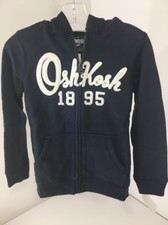 OSHKOSH B'GOSH BOYS LOGO ZIP UP HOODIE NAVY/WHITE SZ 6 NWT