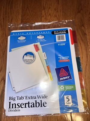 Avery Dennison Ave-11220 Worksaver Extra Wide Big Tab Divider - 5 X