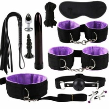 11PCS Sex Bondage Gear Handcuffs Sex Game Whip Gag Kit BDSM Sex Toys For Couples